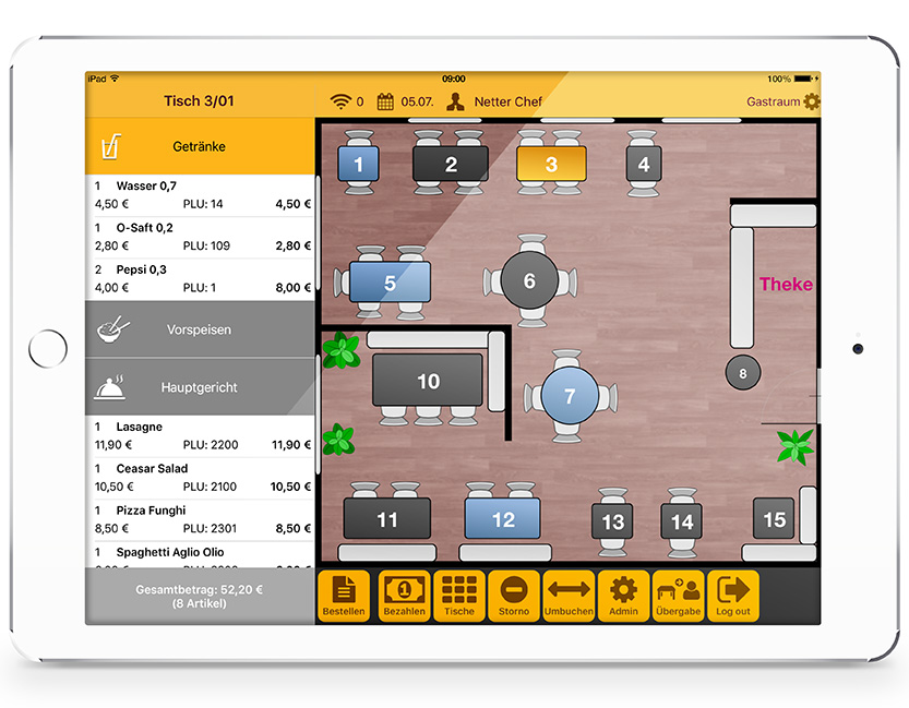 GASTROFIX iPad-Kassensystem – Intuitive Bestellaufnahme und Tischverwaltung direkt auf dem iPad