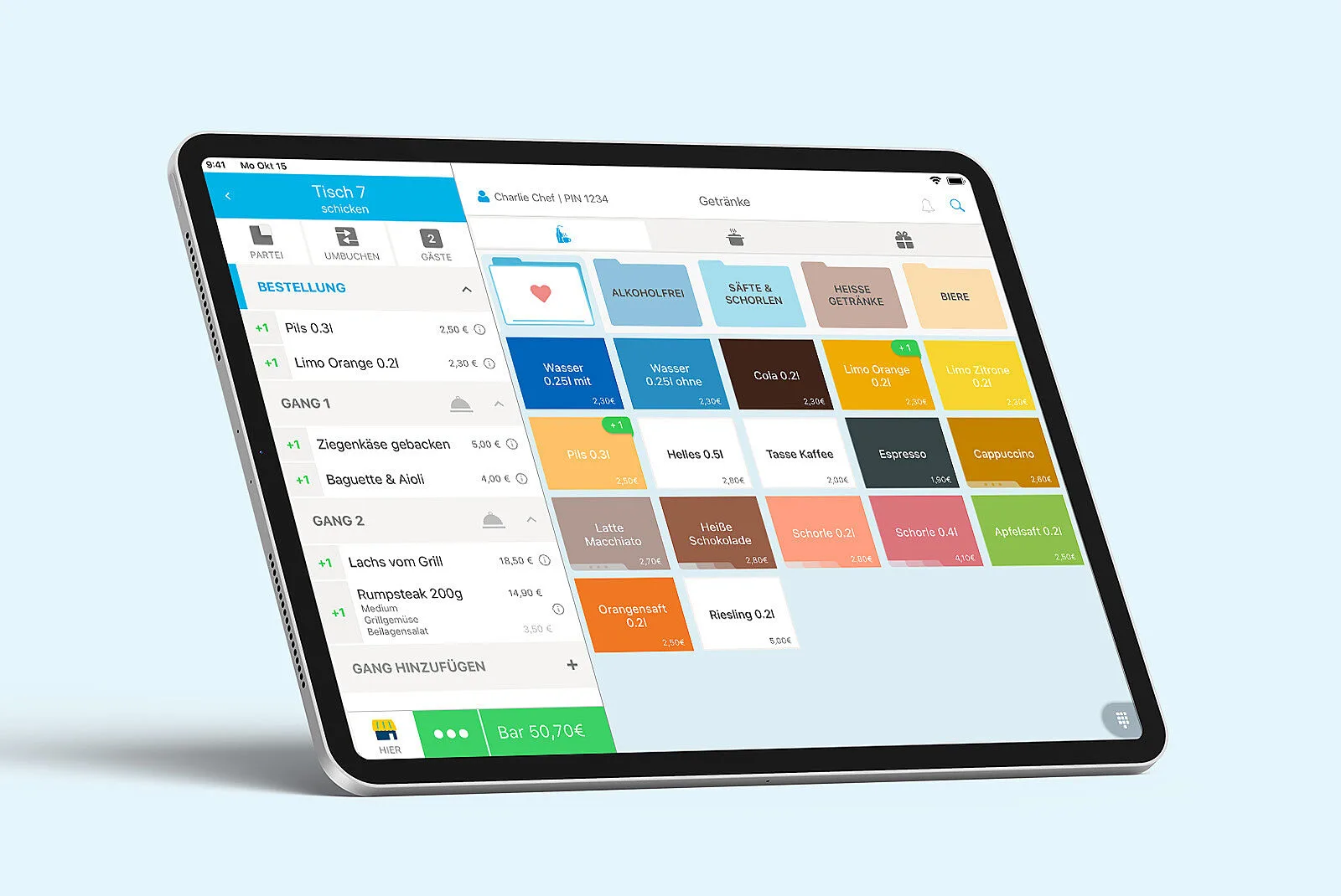 orderbird PRO iPad Interface